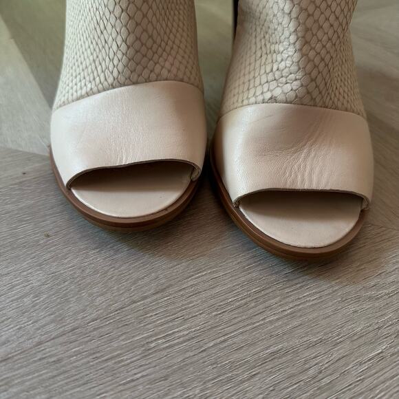 Nine West Pickens Leather Peep Toe Slingback Heels Sandals Shoes 9 Ivory Cream - Picture 3 of 10